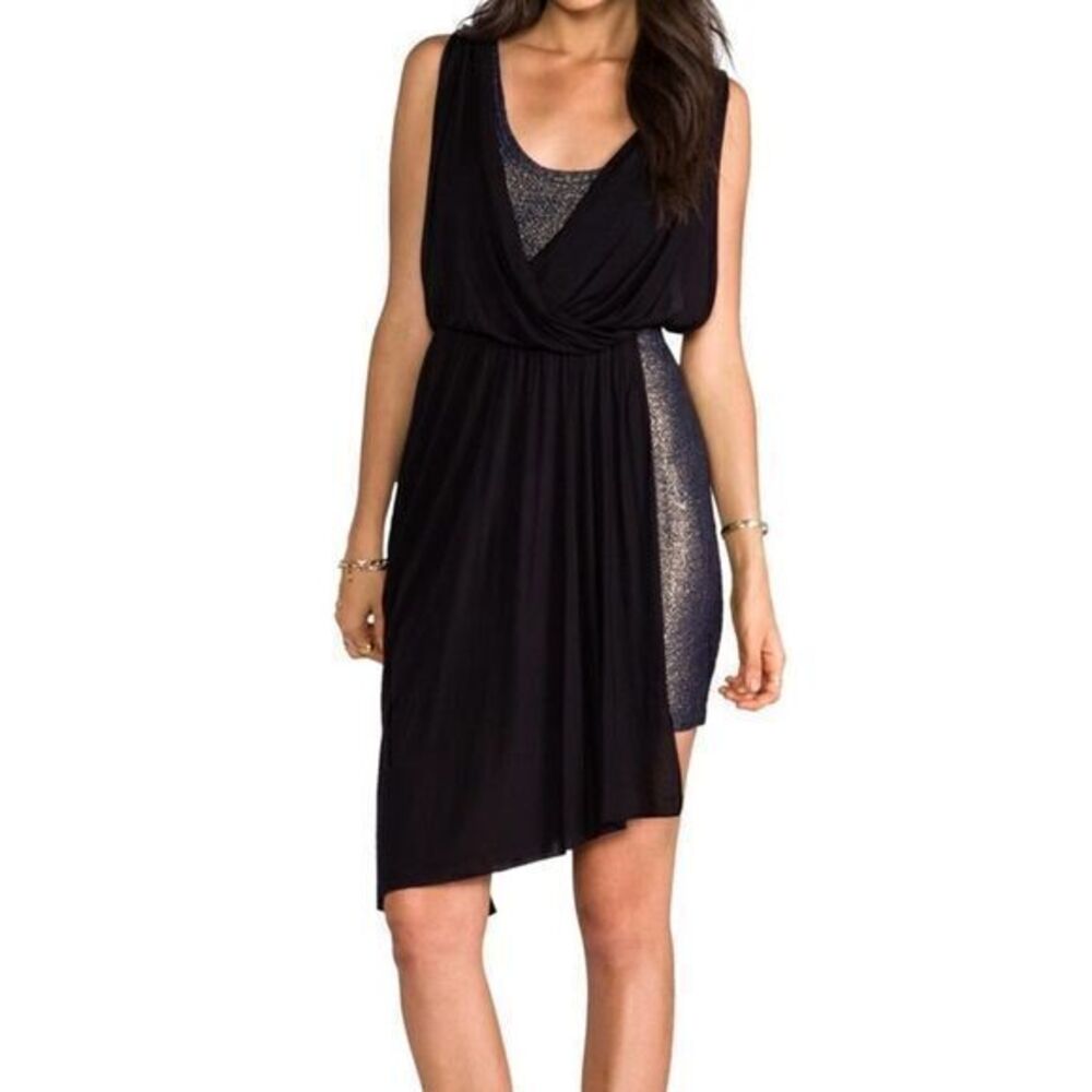 FREE PEOPLE Blue Black Dress Sleeveless Scoop neck